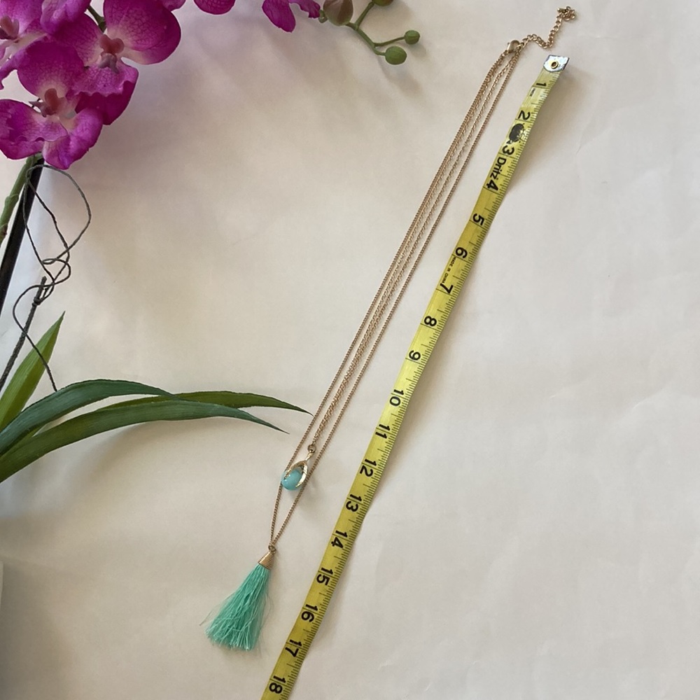 Long Layered Pendant & Tassel Necklace - Picture 5 of 7